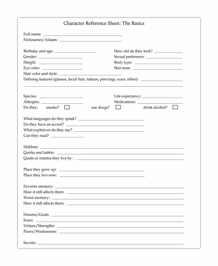 Writing characters. Character sheets for writing. rp creation sheet out. rp creation sheet.