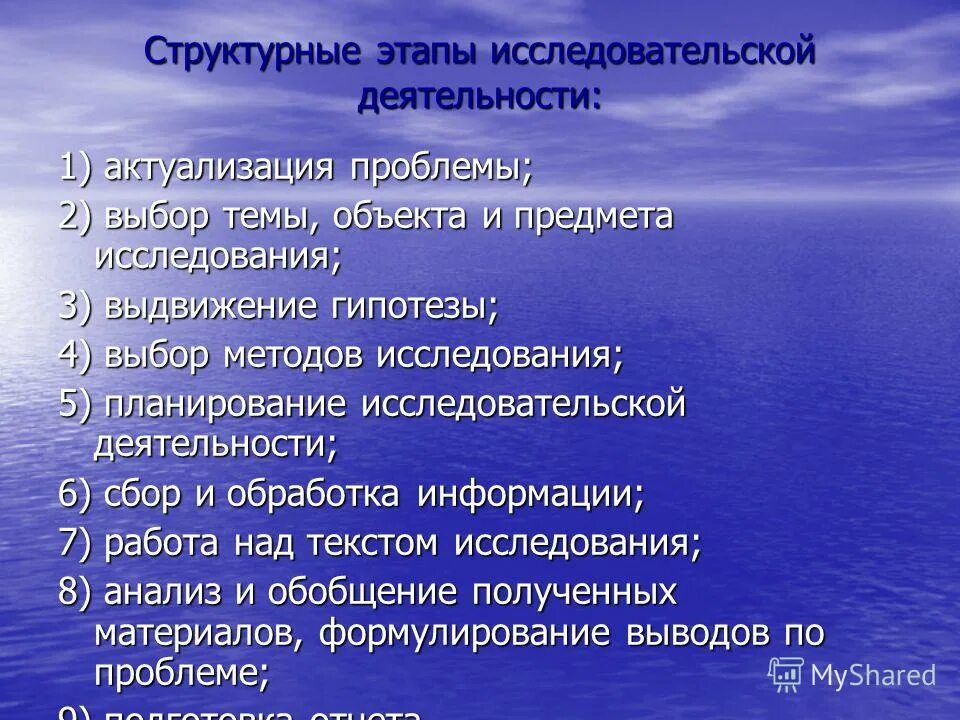 Структурные этапы деятельности