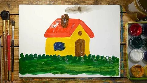 Как нарисовать дом красками