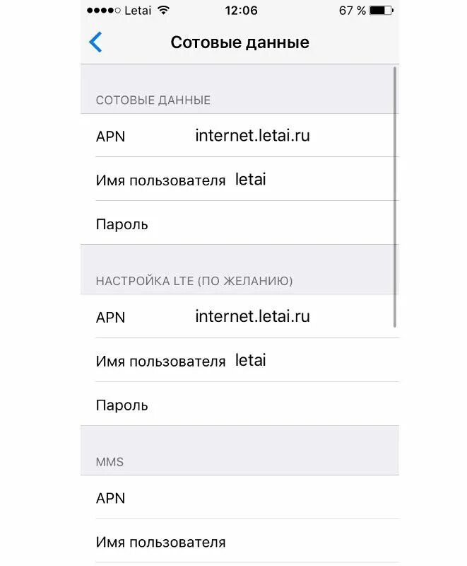 Точка доступа летай. Типы apn в мобильной связи. Точка доступа летай 4g. Apn для 4 айфона. Настройка мобайл на айфон