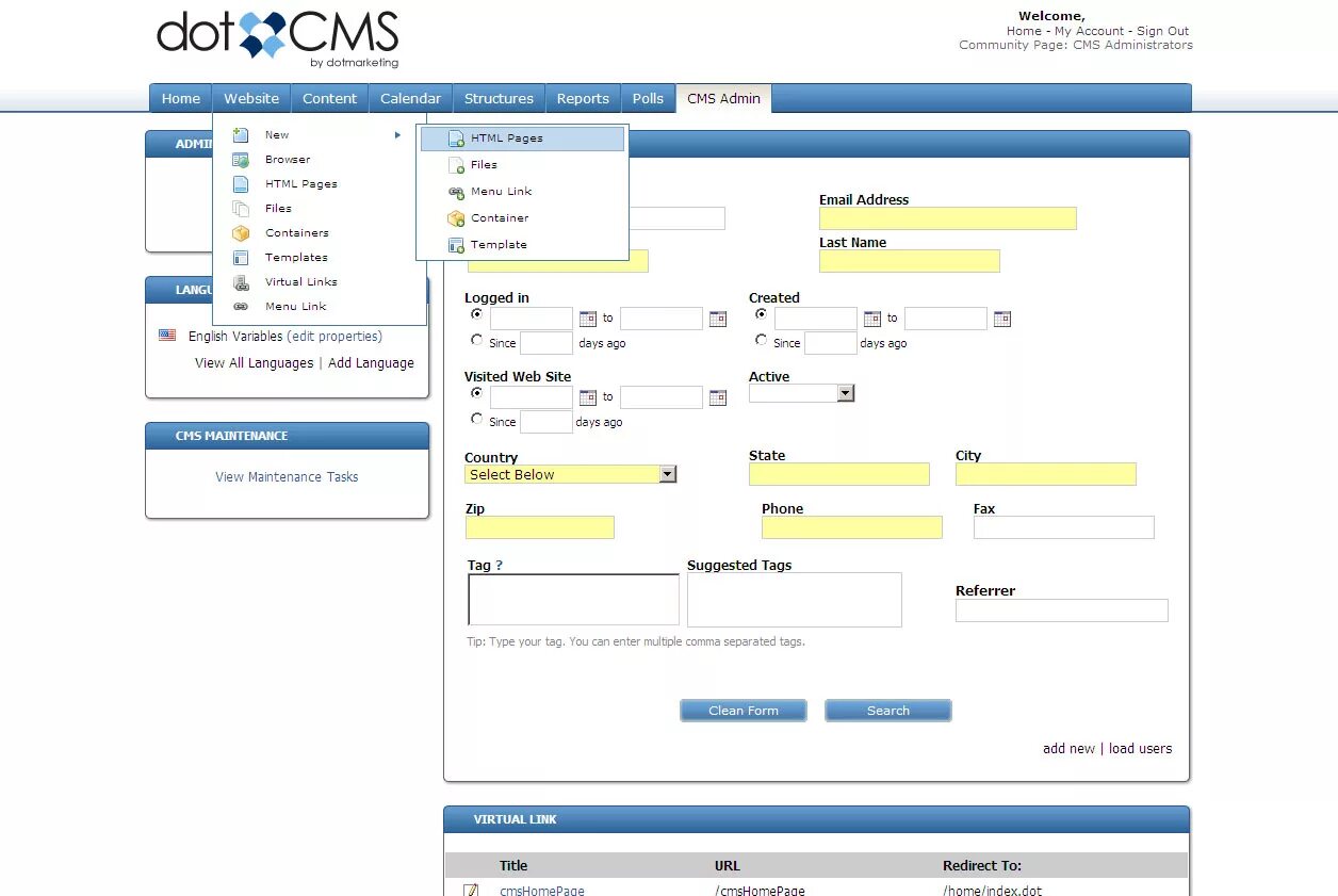 Cms url. Cms. dotcms.