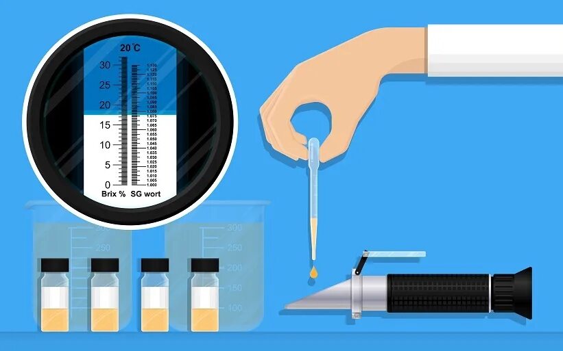 Рефрактометр, ручной, 0 - 90 % шкале Брикса ISOLAB. Рефрактометр для измерения концентрации сахара 50-98. Шкала БРИКС на рефрактометре. Шкала рефрактометра в лаборатории.