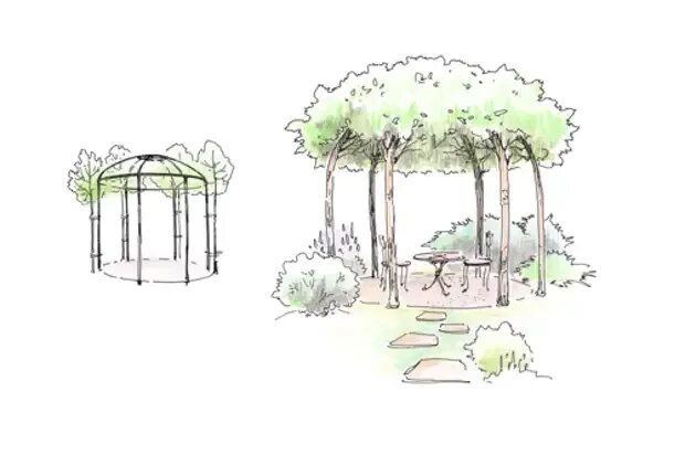 Эскиз ландшафтного дизайна. Маф беседка чертежи. Эскиз беседки в саду. Кен накадзима ландшафтный архитектор. Беседка ротонда чертеж.