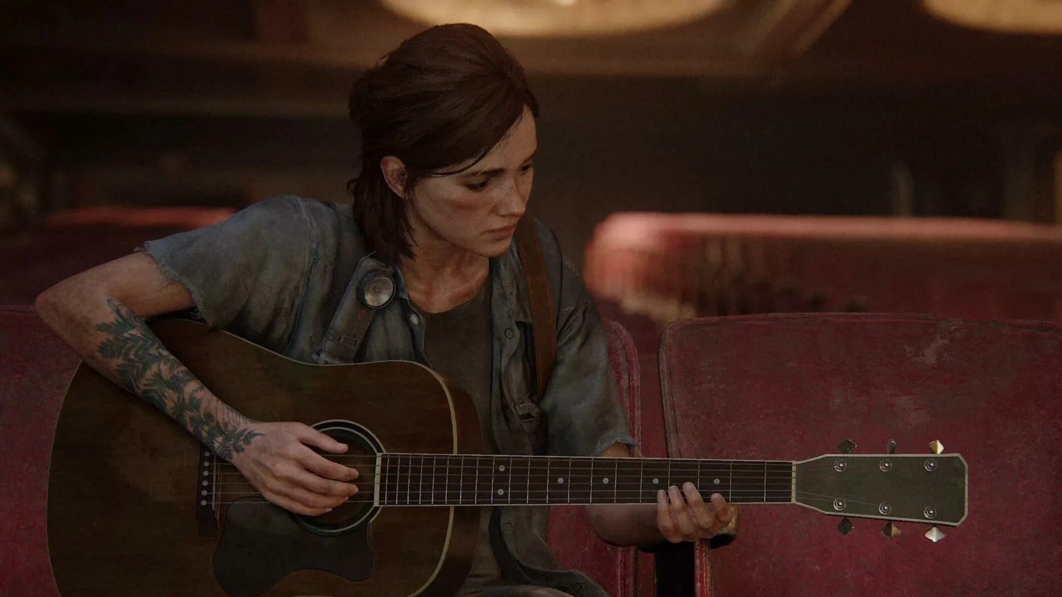 Элли с гитарой. Элли с гитарой ласт оф ас 2. Элли с гитарой ласт оф ас 2. The last of us 2 песни. Джоэл с гитарой.