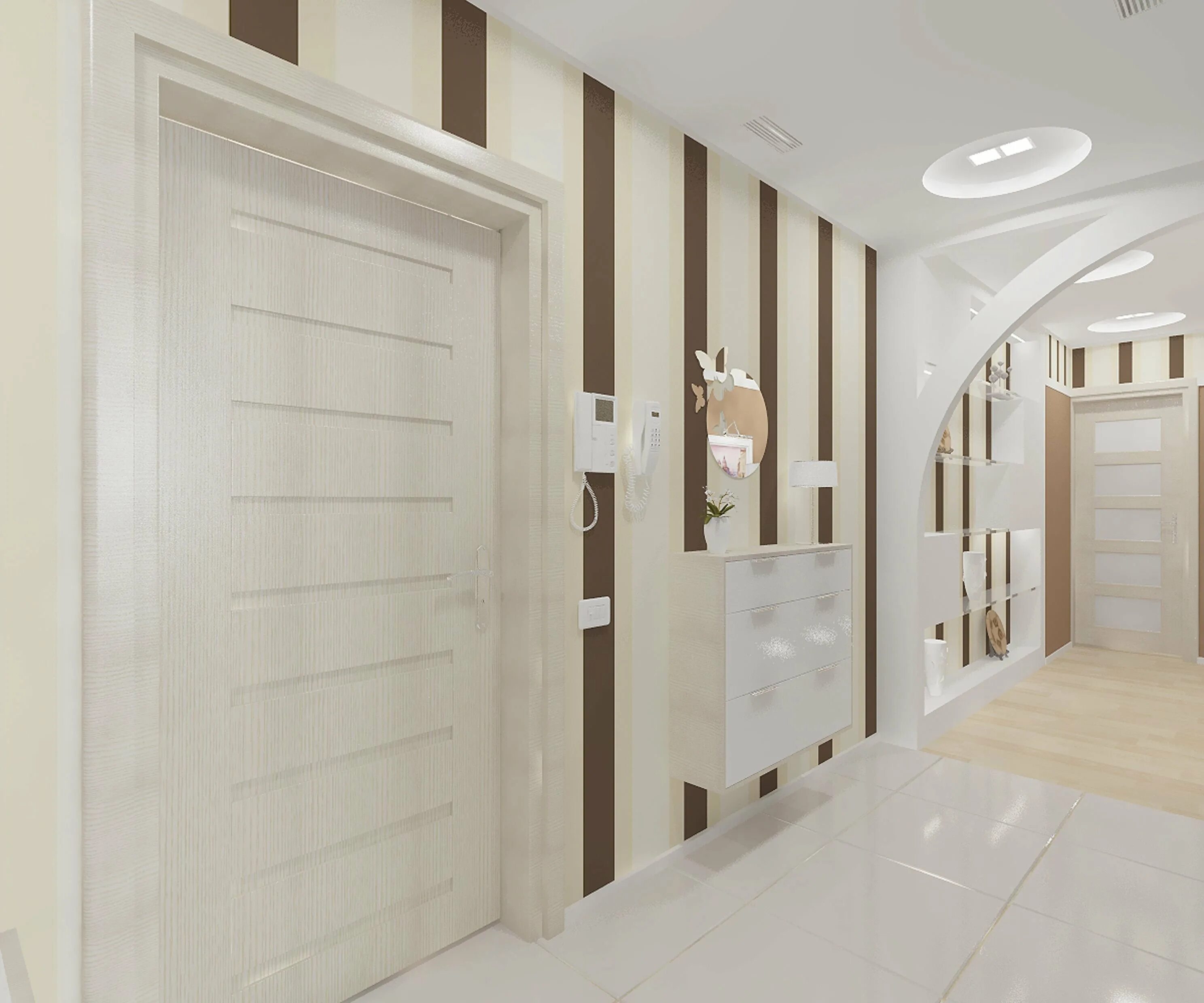 Интерьер светлой квартиры со светлыми дверями Profildoors Mall, doors, Россия, Челябинск, проспект Героя России Е.Н. Родионова