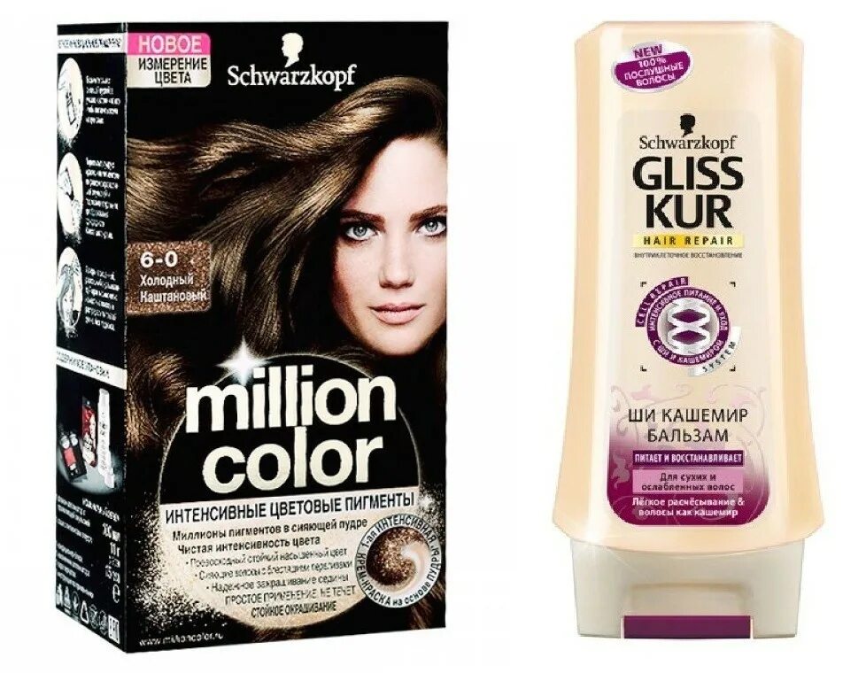 Стойкая краска для волос Schwarzkopf Gliss Kur Уход & Увлажнение - "Семь причин,