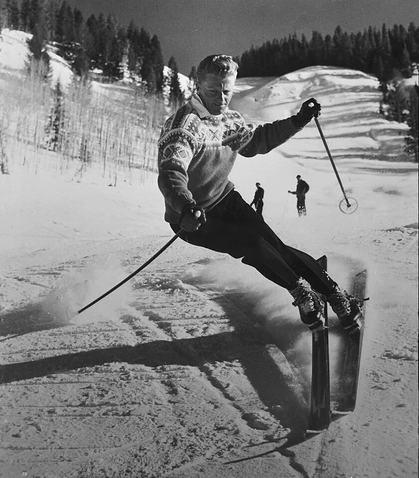 Лыжник в начале. Фристайл 1950. Штейн Эриксен.