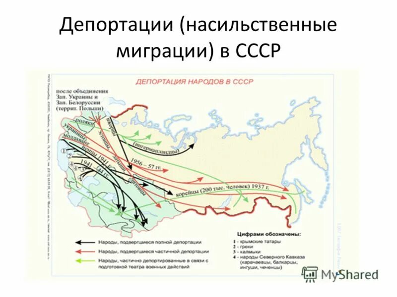 Депортации российские федерации. Карта депортации народов СССР. Карта переселения народов в СССР. Депортация народов в СССР. Миграция населения СССР.