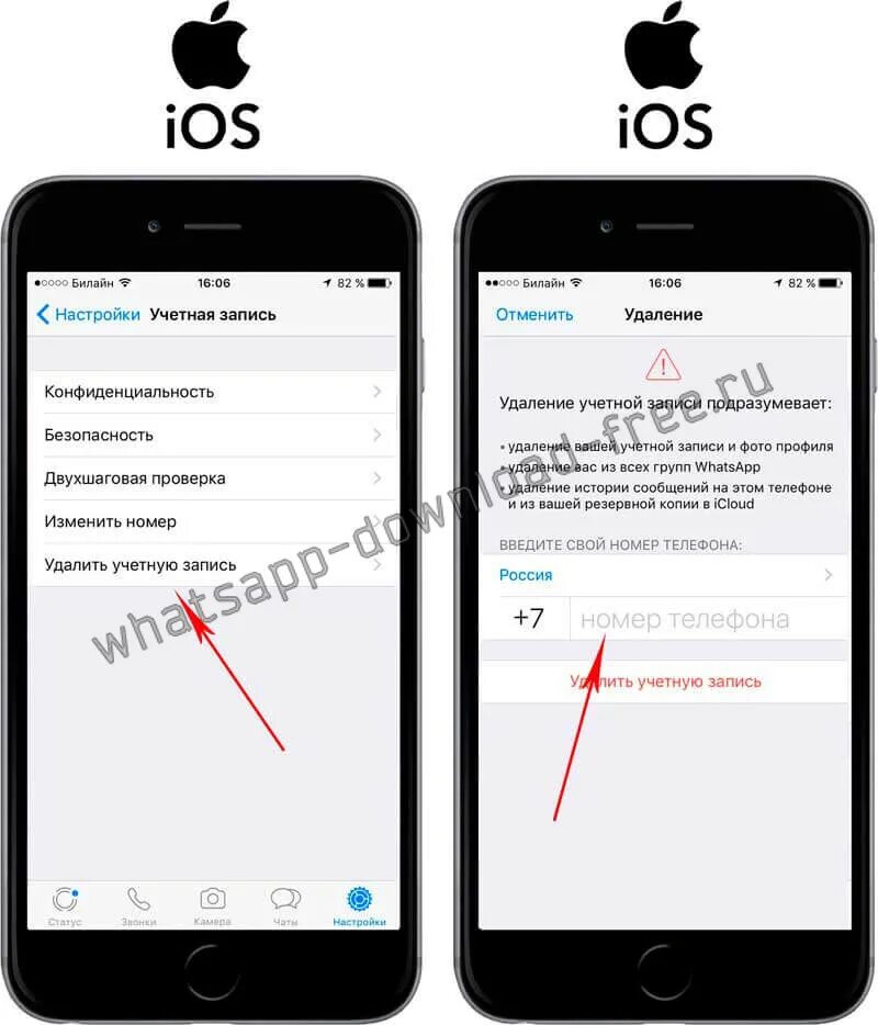 Номер телефона в ватсапе на айфоне. Как удалить аккаунт в ватсапе на айфоне. Как удалить аккаунт ватсап на айфоне. Удалить учетную запись на айфоне