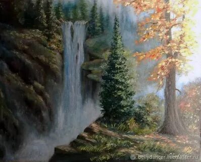 Картина водопад лес