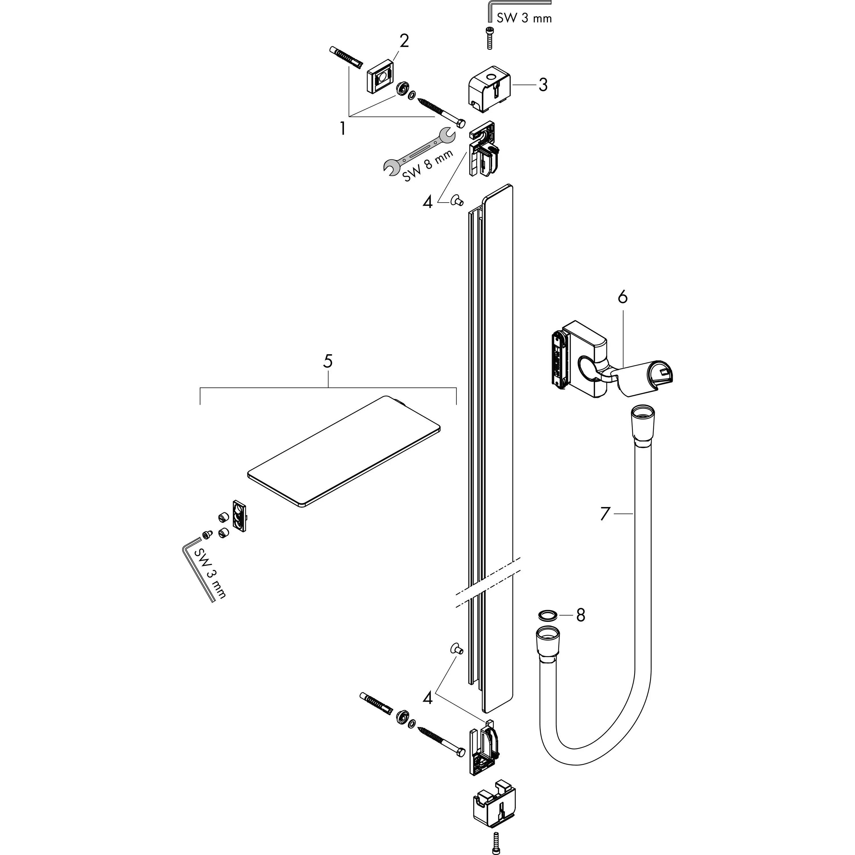 Hansgrohe 27957000 чертеж. Крепеж душевой стойки Варион 6180750. Pulsyfi штанга Hansgrohe 24230000. 29235180 Hansgrohe монтаж.