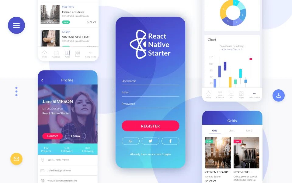 React native start. React. react native. react native ui. как выглядит приложение в react.