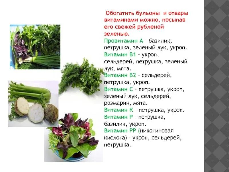 Какую зелень давать