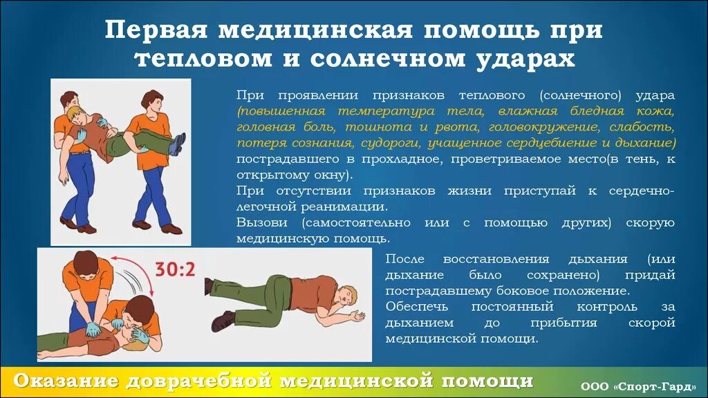 Тест оказание первой помощи признаки. Оказание первой помощи пострадавшему при тепловом и Солнечном ударе. Алгоритм действий при оказании первой помощи при тепловом ударе. Правила оказания первой помощи при Солнечном и тепловом ударах. Оказание первой помощи пострадавшему при тепловых ударах.