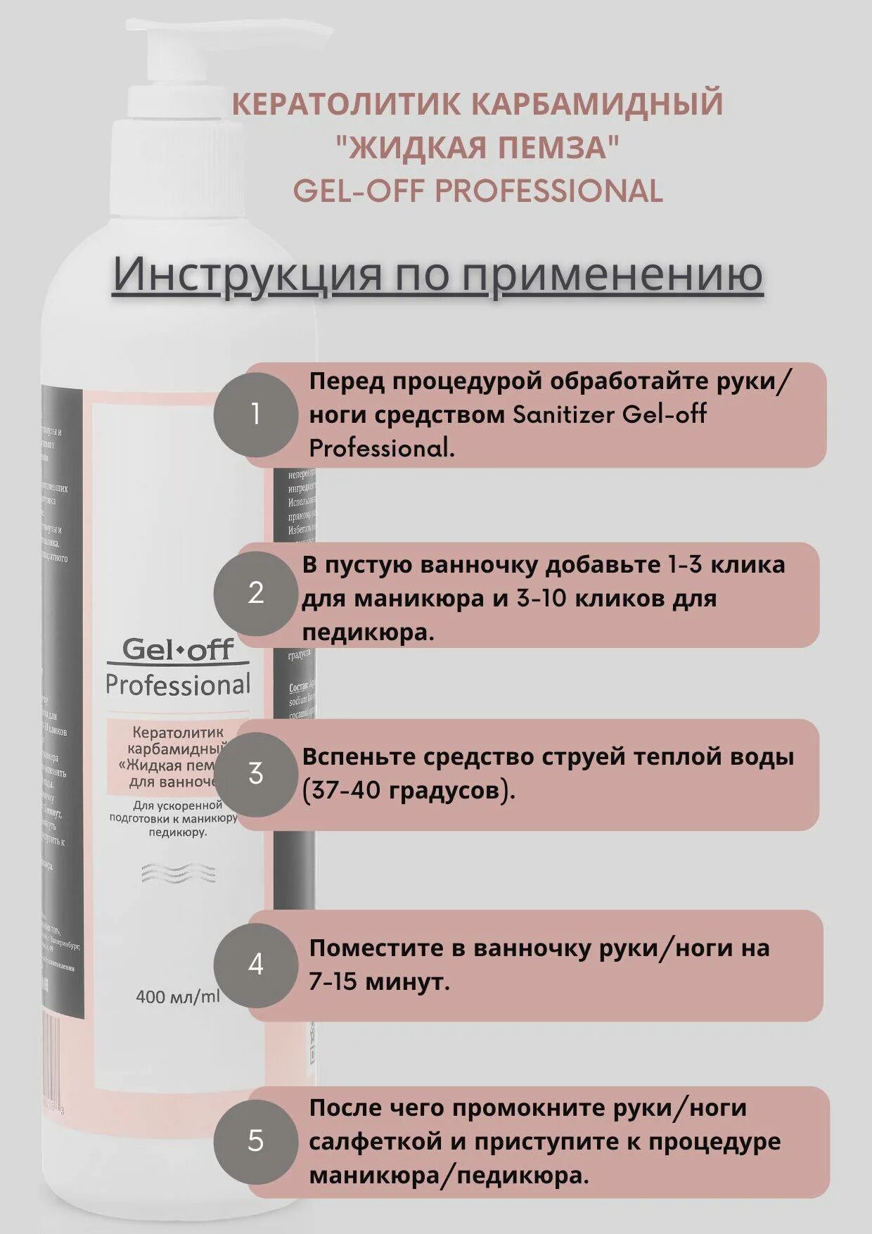 Гели для ванночек. Кератолитик Карбамидный Gel off Pro. Gel-off professional кератолитик. Gel off professional жидкая пемза для педикюра. Кератолитик щелочной для пяток.