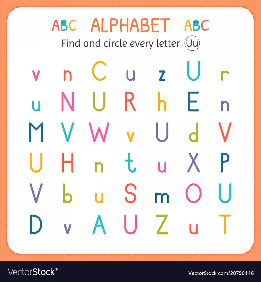 Find and circle. Find letter u. упражнения на букву u. letter u for kids.