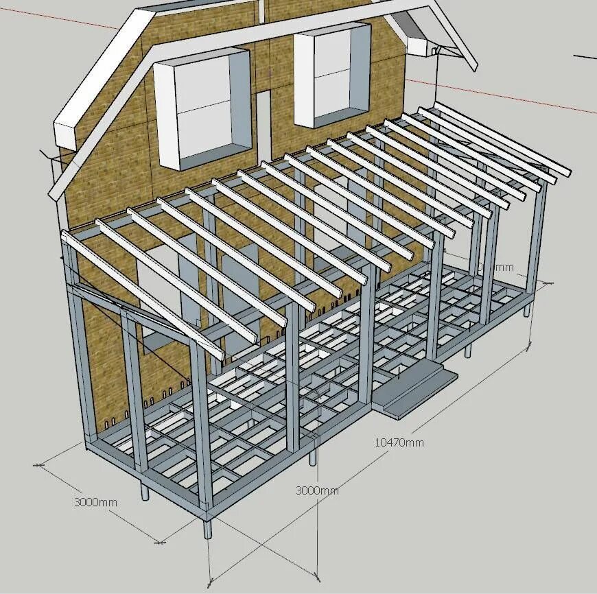 Каркас из ЛСТК 3м на 4м. Каркас ЛСТК 3х4. Односкатная кровля в каркасном доме. ЛСТК односкатная кровля. Расчет веранды