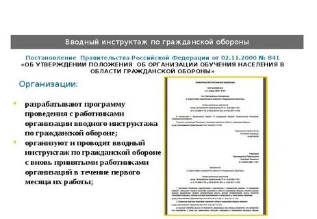 Инструкция вводного инструктажа по гражданской обороне