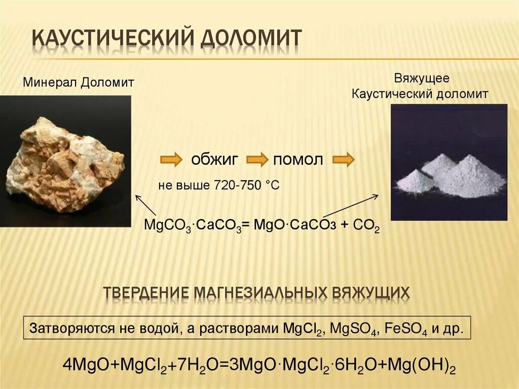 Название соединения caco3. Химическая формула каустического доломита. Каустический Доломит. Формула доломита в химии. Магнезиальный Доломит.