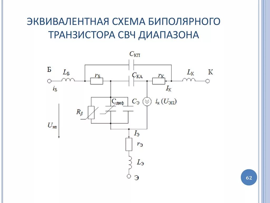 Эквивалентные схемы биполярного транзистора