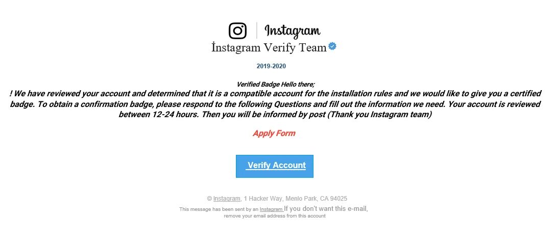 You need to verify your email. Instagram verified account. фишинг инстаграм. phishing instagram. use to verify your instagram account что это.