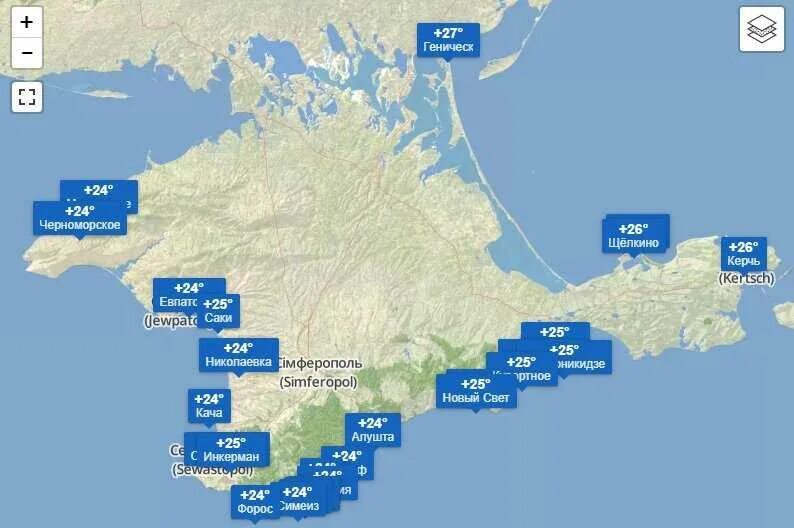 Сколько градусов море сегодня