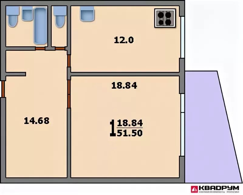 1 комнатная улучшенной планировки. Планировка однокомнатной квартиры 111-90.