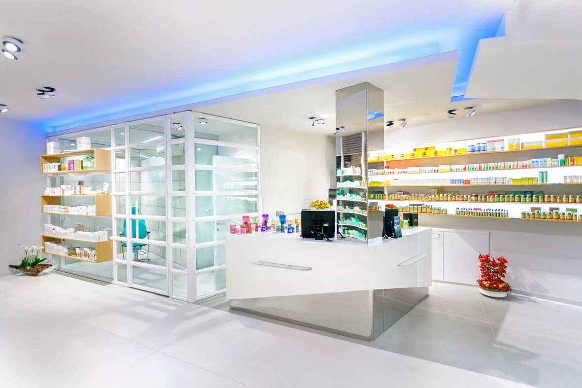 Green And White Color Mdf Made Drugstore Pharmacy Shelves - Buy Pharmacy Wooden 