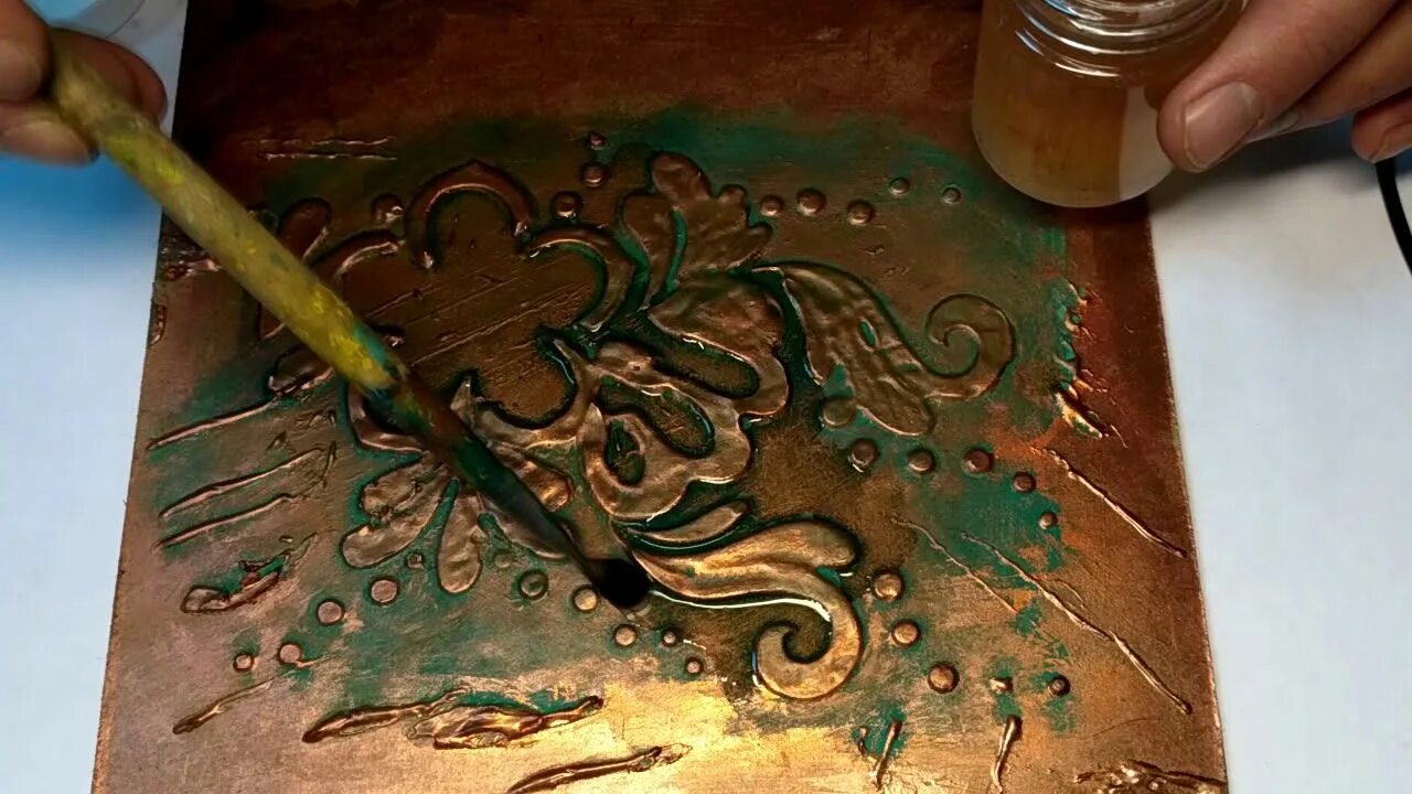 Имитация меди. Fractal paint химические патины. патина на меди. химическая патина. химическое патинирование.