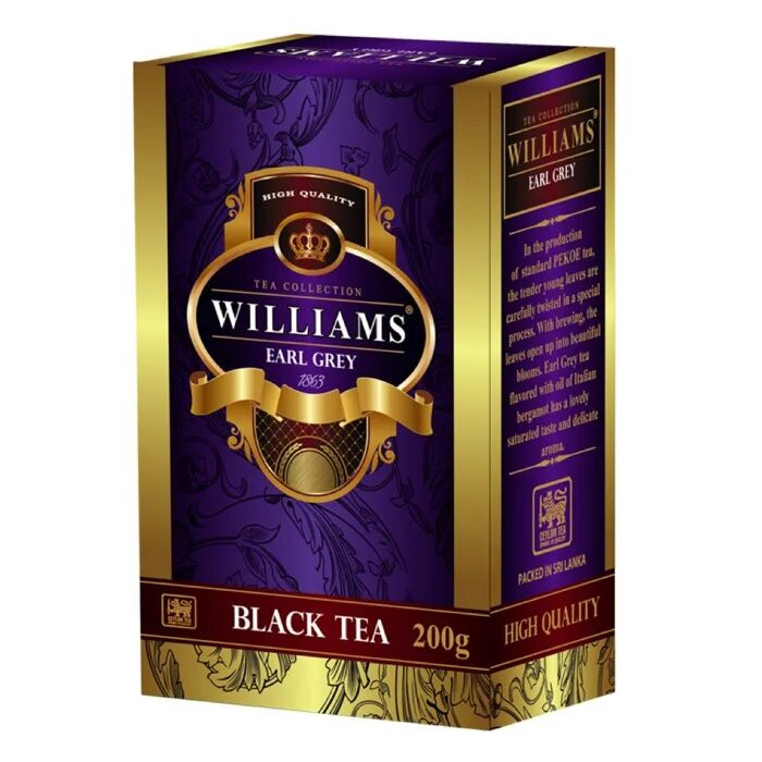Чай с бергамотом черный цены. Чай Williams Royal Ceylon. Чай черный Williams Royal Ceylon. Чай Вильямс с бергамотом. Чай черный Эрл грей.