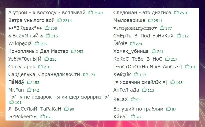 Красивые ник для пацанов