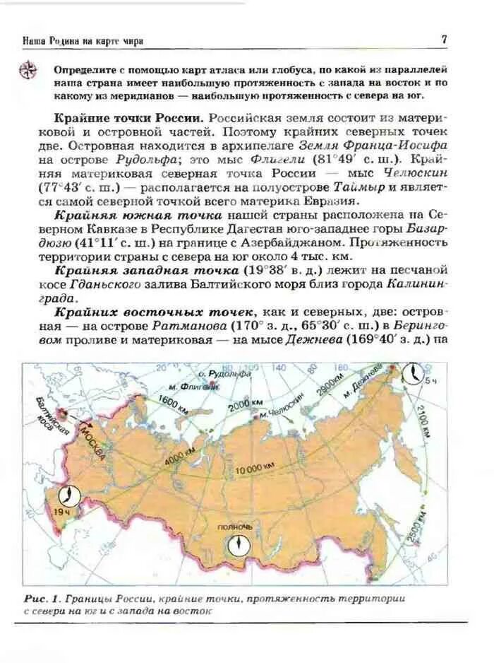 Субъект рф крайняя северная точка. Крайние точки границы России. География России 8 класс Баринова. Крайние точки России география 8 класс. Крайние точки Запада и севера России.