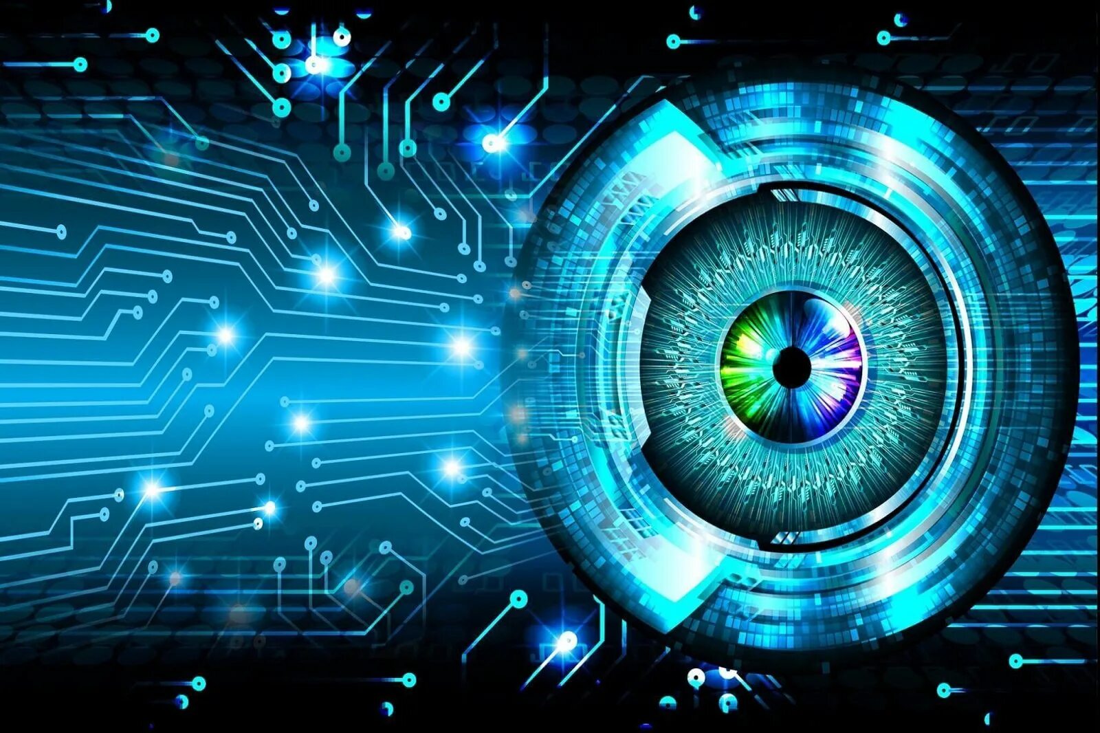 Машинное зрение искусственный интеллект. Технологичный фон. компьютерные технологии. компьютерное зрение. технологичный глаз.