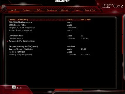 Core settings