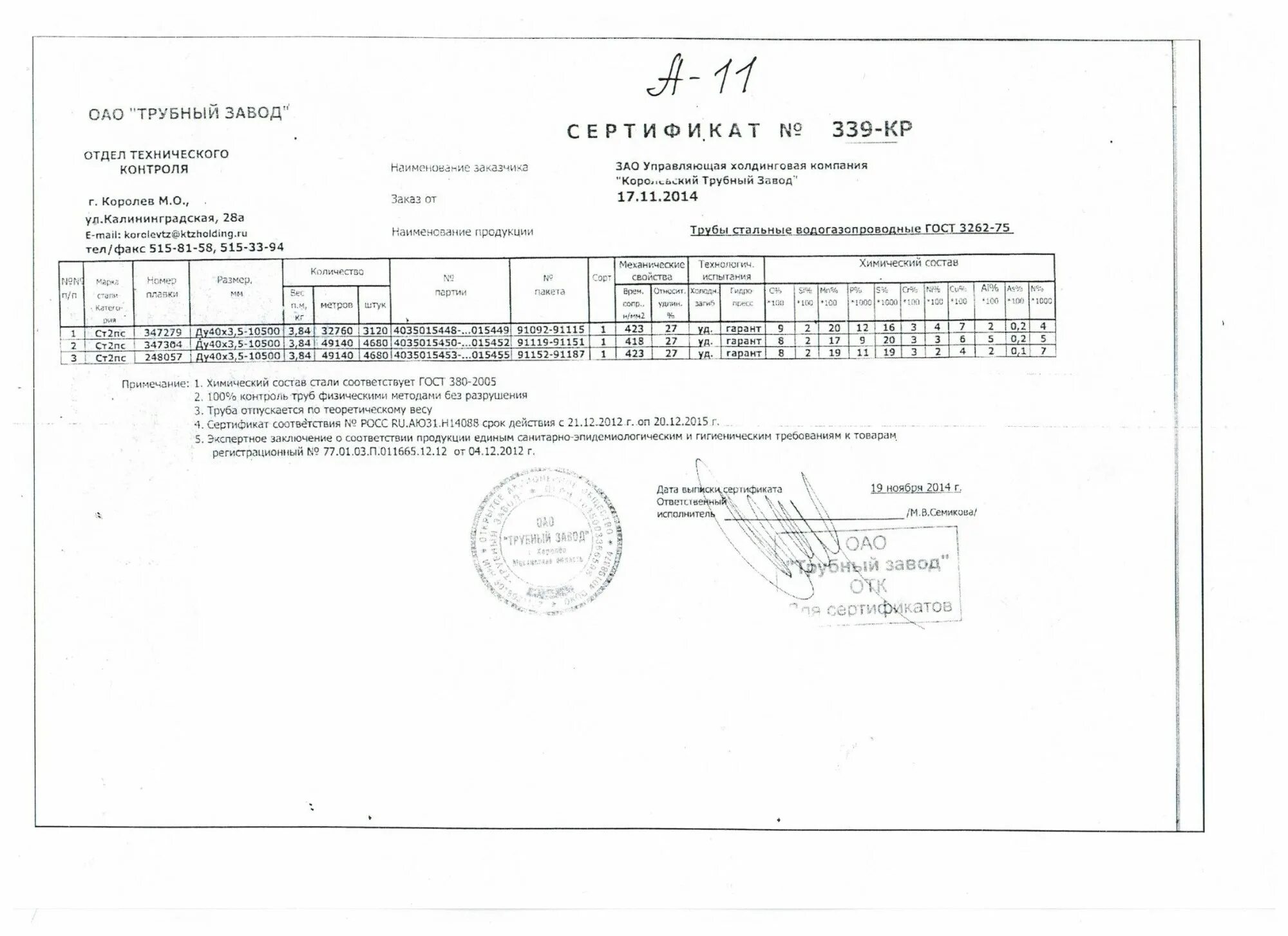 Труба ц 50х3. Сертификат на трубу ВГП 40х3.