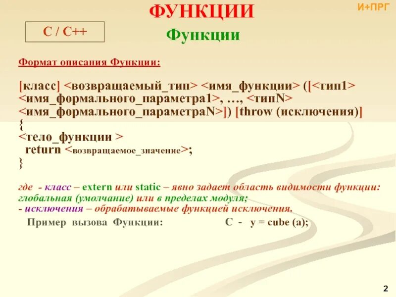 Разработать описание функции. Функции описание и вызов c++. описание функции c++. процедуры и функции с++. основные функции с++.
