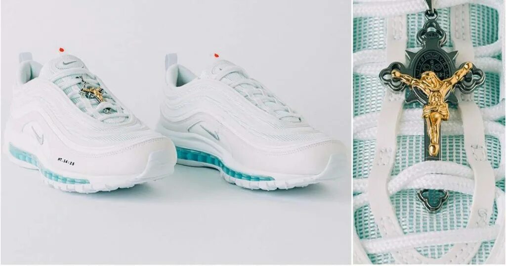 Кроссовки иисуса найк. Nike air max 97 lil nas x. nike air max 97 666. lil nas x кроссовки. nike 97 со святой водой.