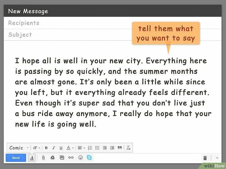 Went send message. Write an email to a friend. To write an email. An informal email to a friend. Write an email to your friend.