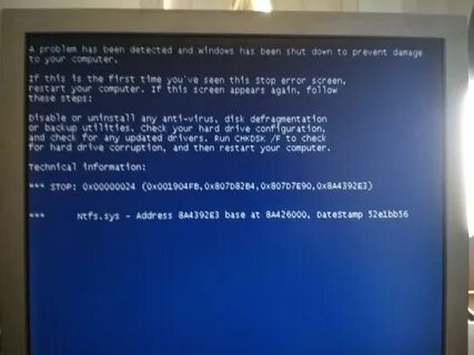 Синий экран problem has detected