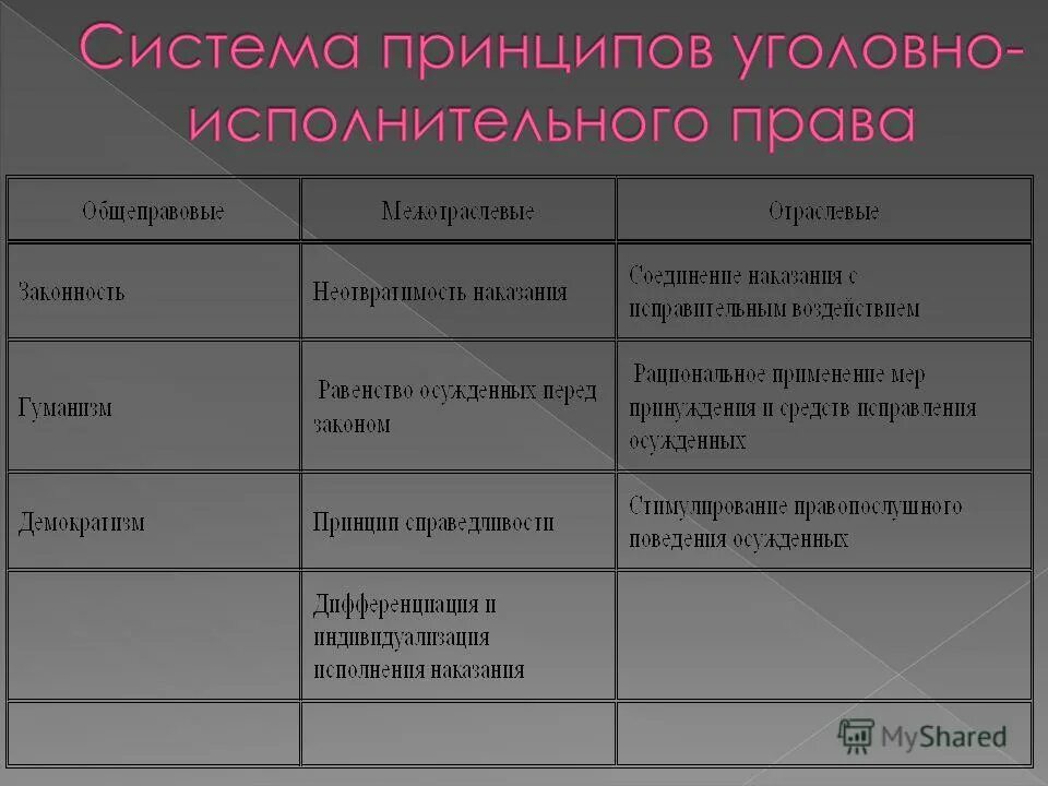Принципы уголовно исполнительной системы. Принципы уголовно исполнительной системы