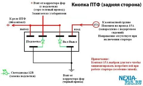 Схема подключения птф с кнопкой подсветки