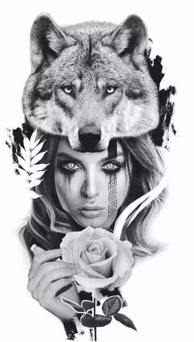Тату эскизы волк необычный. Волк тату эскиз девушке. Девушка наполовину волк. Волк тату эскиз девушке. Эскиз тату животные с цветами.