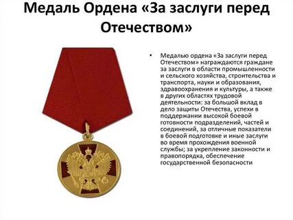 Получил медаль за заслуги перед отечеством