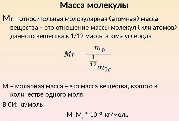 Как определить массу молекулы