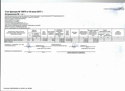 Счет фактура задолженность
