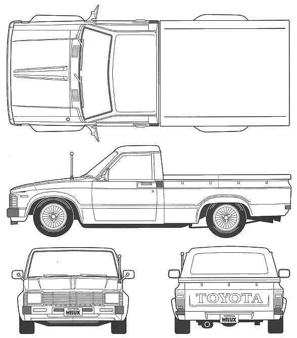 Toyota Hilux 1980 чертежи. Toyota Hilux Pickup чертежи. Тойота Хайлюкс чертеж. Toyota Hilux 1983 Blueprint. Пикап план