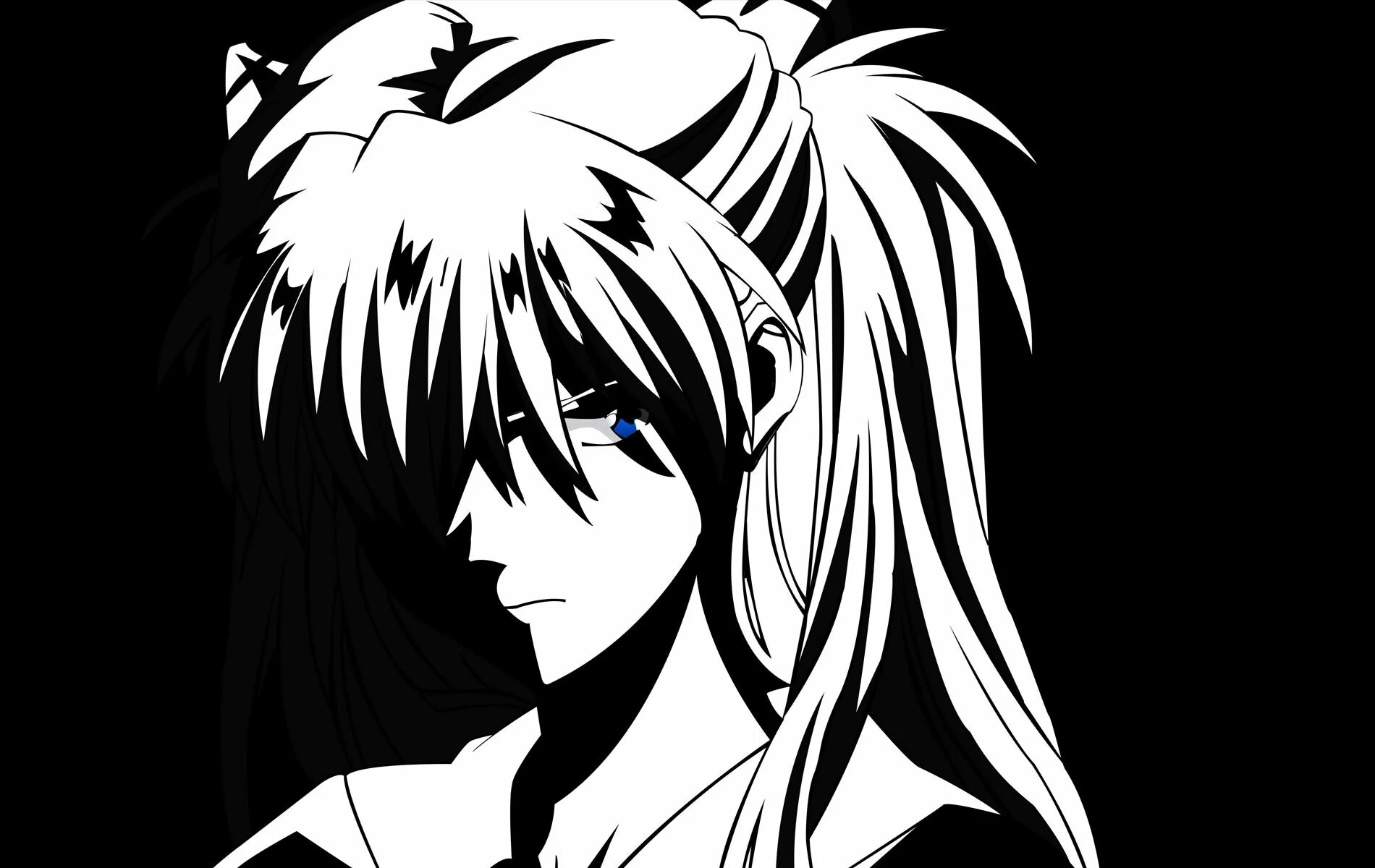 Обои monochrome. Аска Евангелион черно белая.