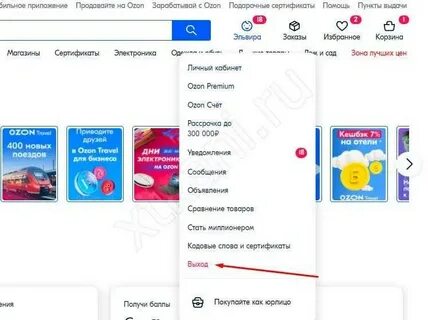 Выход из озона личного кабинета