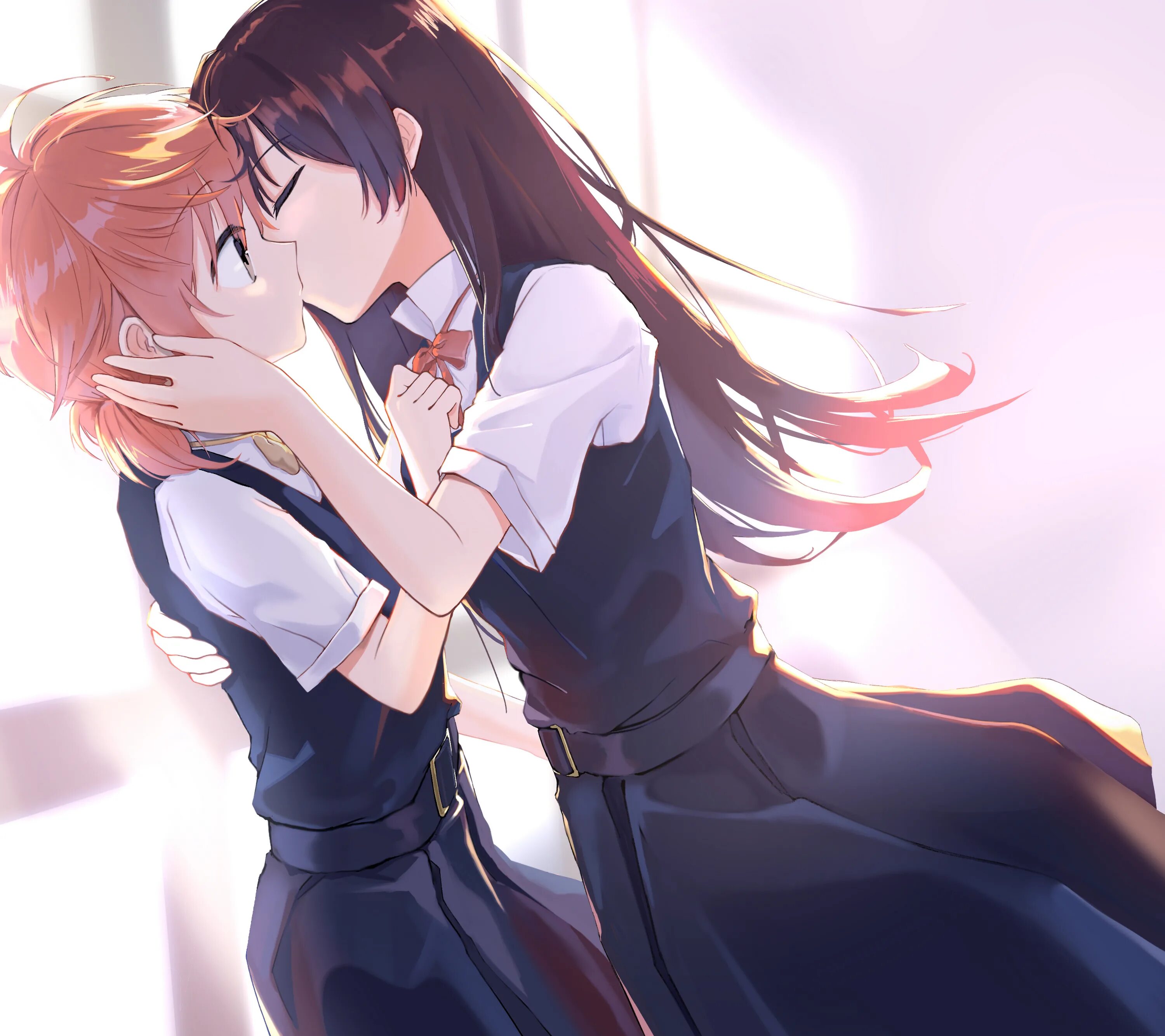 Юри сцены. Yagate kimi ni naru юри. yagate kimi ni naru поцелуй. yuu x touko. аниме юри поцелуй.
