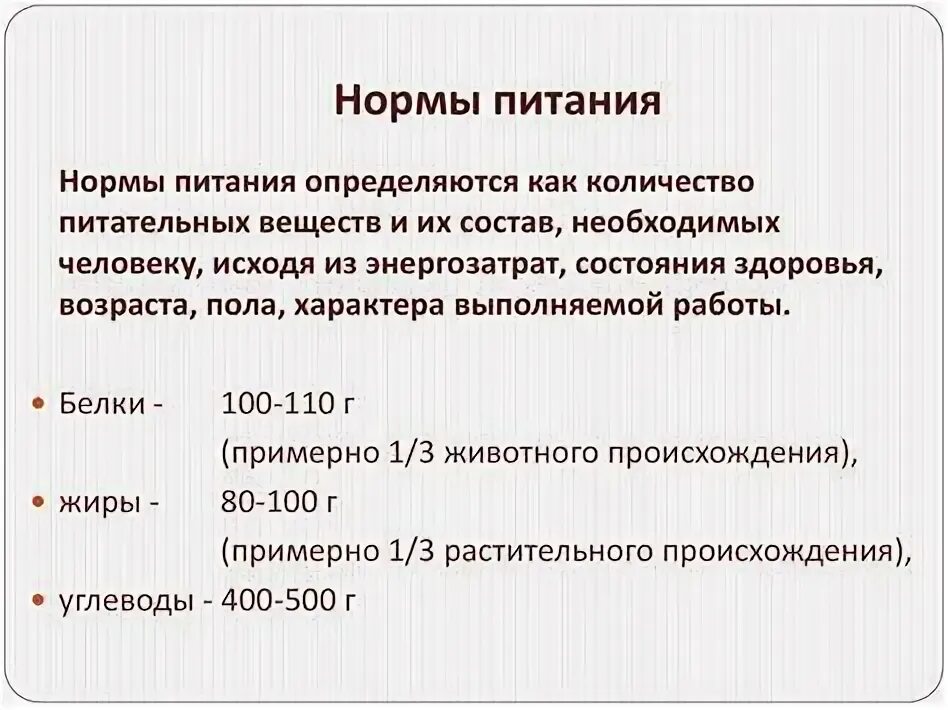 Как рассчитать норму питания